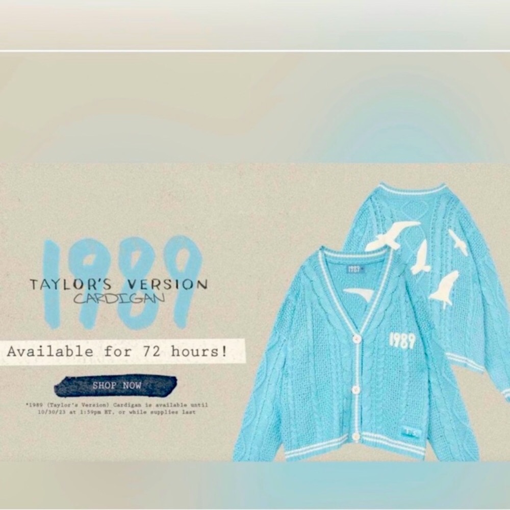 NWT*Taylor Swift 1989 Cardigan. New In Original Packaging  Limited Edition